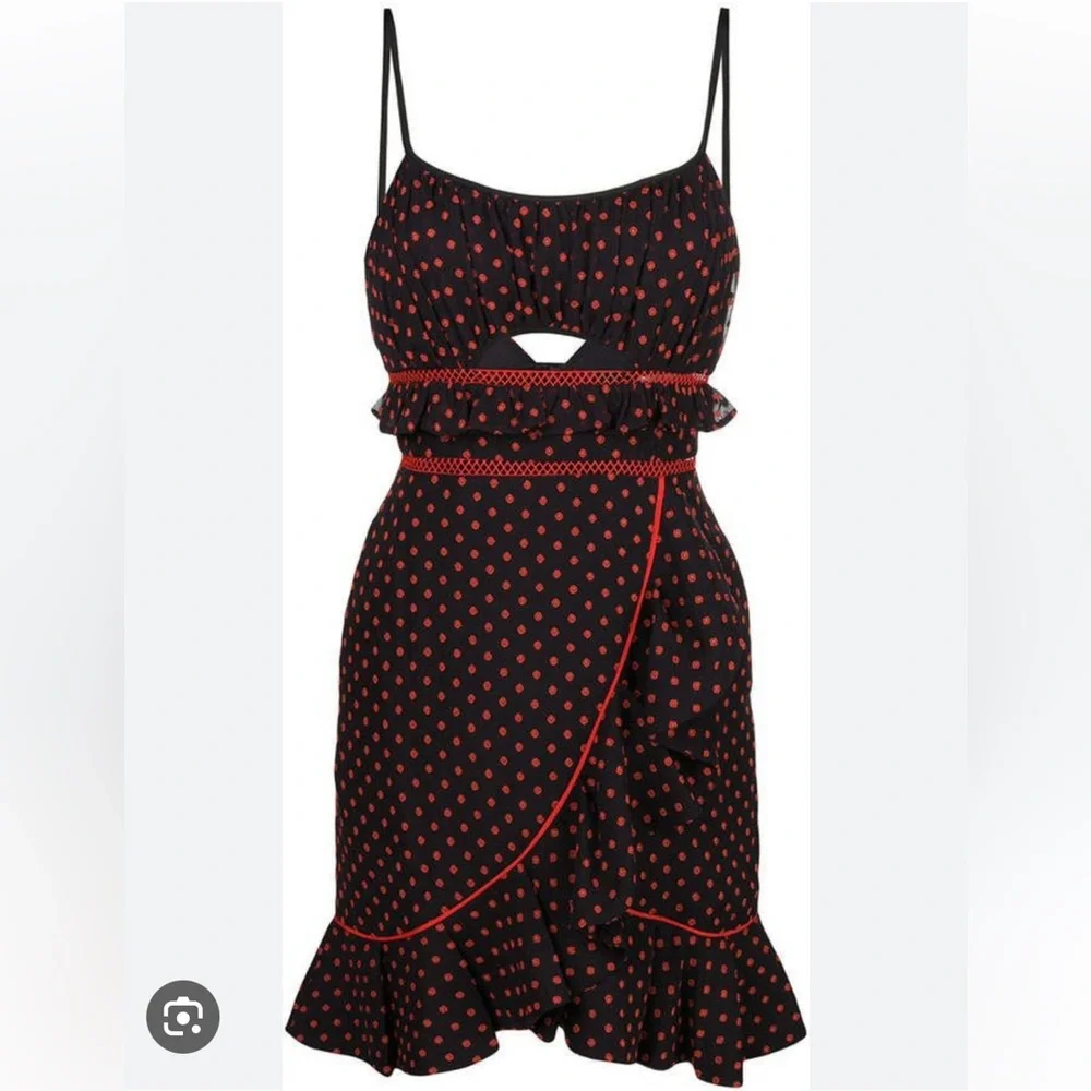 Self portrait polka dot cut out mini dress pockets medium - Picture 3 of 17